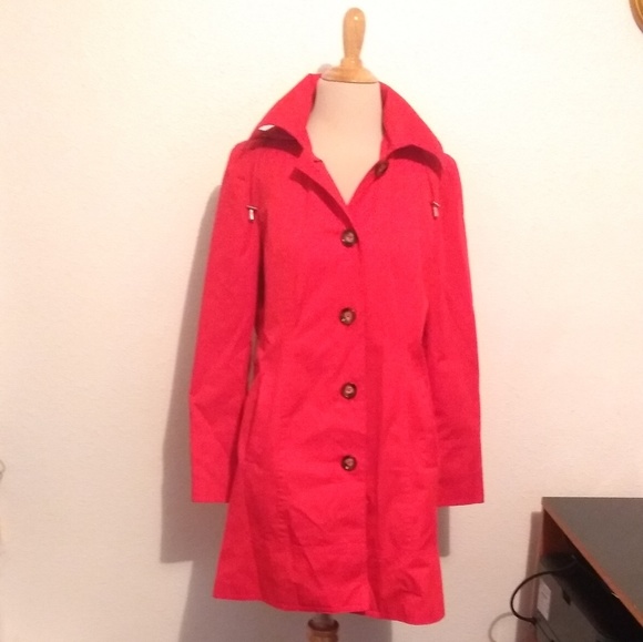 Michael Michael Kors Red Lined Hooded Jacket - Picture 2 of 6